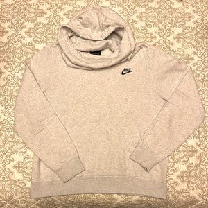 Nike Women’s Sweatshirt / Hoodie, Light Heather Gray, Size M, Cowl Neck